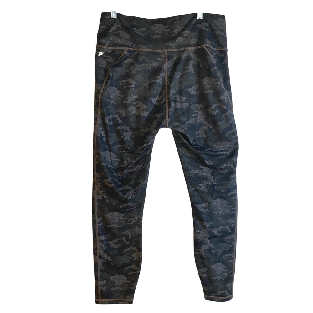 Fabletics Powerhold Camo Leggings Womens L Green High Waisted‎ Pocket 7/8 Length